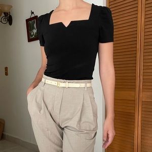 Zara khaki cropped work trousers